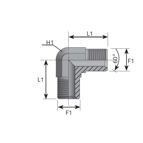 90° ADAPTOR MALE BSPP – SWIVEL FEMALE BSPP (BLOCK)