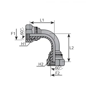 90° ADAPTOR SWIVEL FEMALE BSPP – SWIVEL FEMALE BSPP