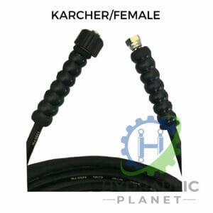 1/4" 1 WIRE BLACK PRESSURE WASHER HOSE ASSEMBLY WITH FEMALE KARCHER + BSP FEMALE